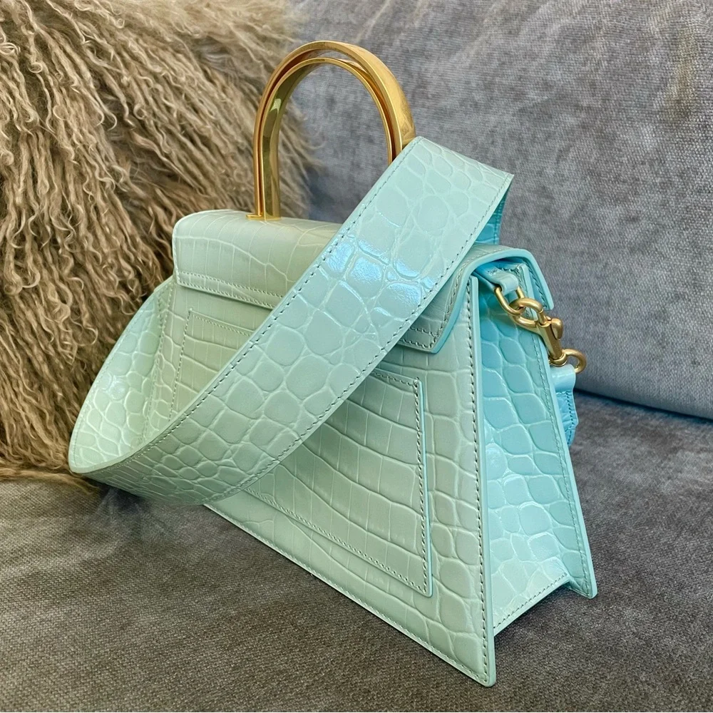 Apede Mod Mint Green Croc-Embossed Satchel - Picture 3 of 10